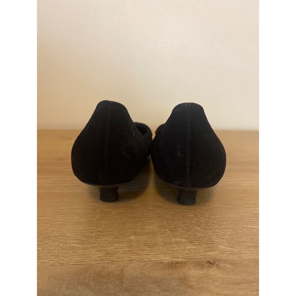 Prada Black Suede Kitten Heels With Buckle Detail Size 37 Made In Italy - Picture 3 of 8